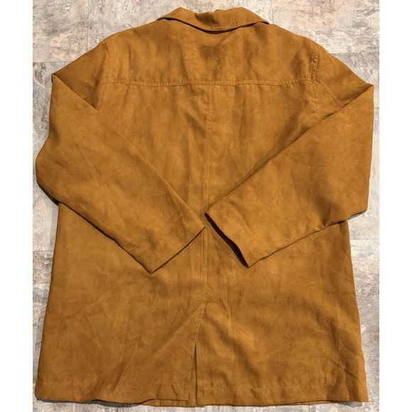 Vintage Faux Suede Chore Coat Brown Button Up Shirt Jacket Size M Western Boho - Picture 7 of 9